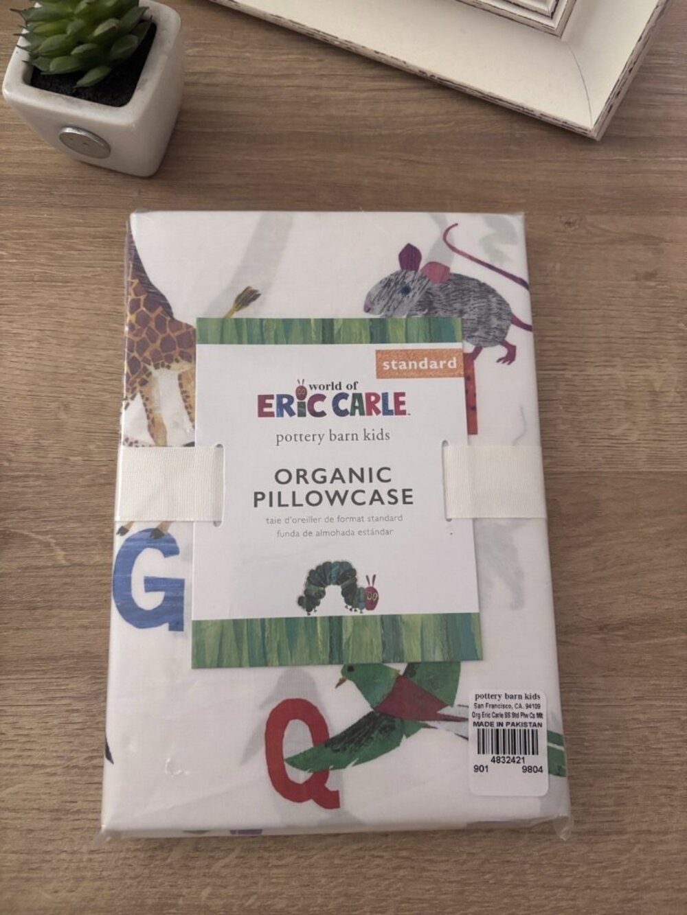NEW Pottery Barn Kids Eric Carle Alphabet Standard Pillowcase Organic Cotton